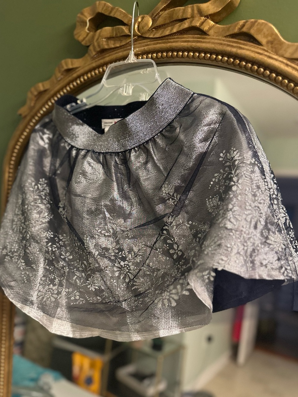 Beautees Metallic Silver Tulle Skirt